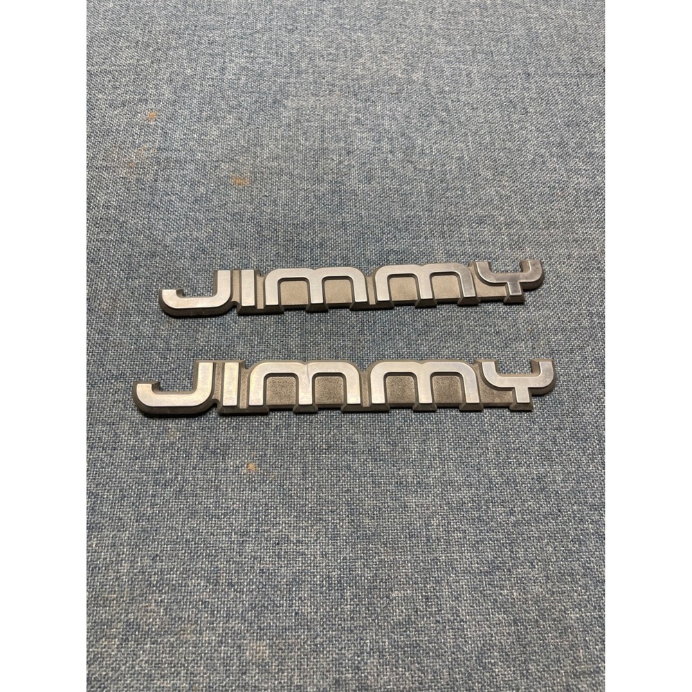 GMC Jimmy Emblem Set Nameplate Badges Pair Brushed Silver OEM
